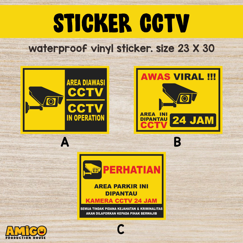 

Sticker Tanda CCTV Stiker Kamera Pengawas Stiker waterproof vinyl
