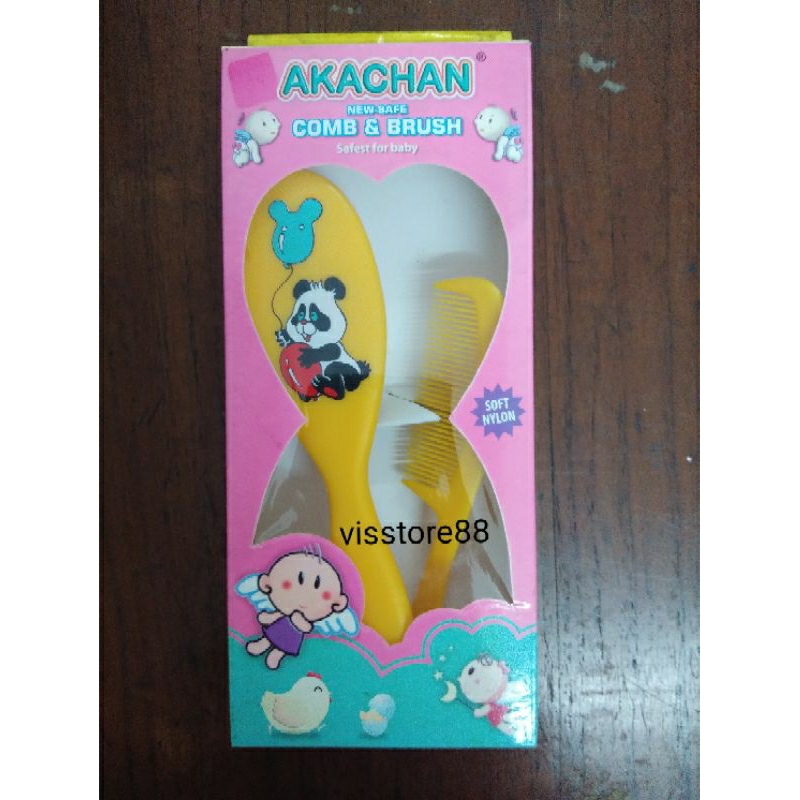 Akachan Baby Comb &amp; Brush Set Sisir Sikat Bayi