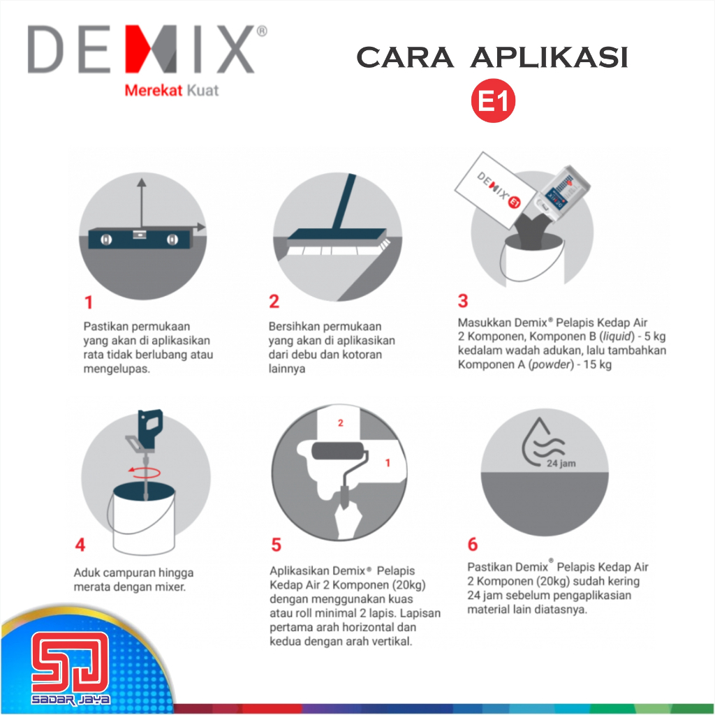 Semen Instan Demix E1 Pelapis Kedap Air 2 Komponen Mortar Instant Waterproof Kolam