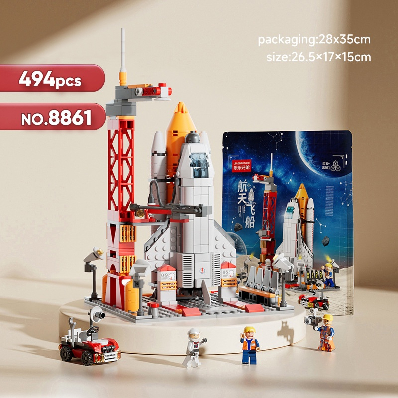 Mainan Block Space Shuttle Pesawat Ulang Alik Peluncur Roket Dinosaurus Hiu 3D Puzzle Mainan Balok Susun Nano Block