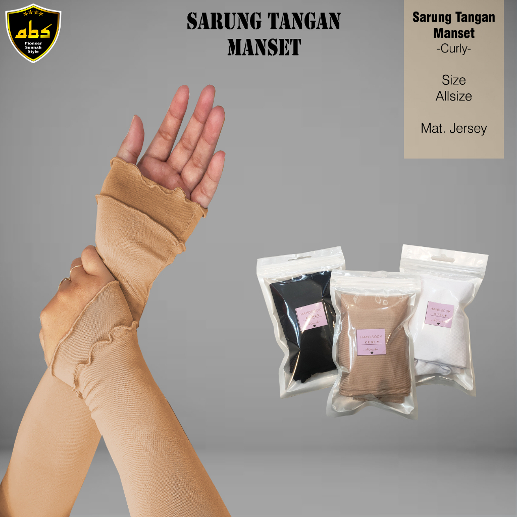 Sarung Tangan Manset Handsock Polos Jempol Curly Warna Perlengkapan Haji Umroh Wanita Muslimah