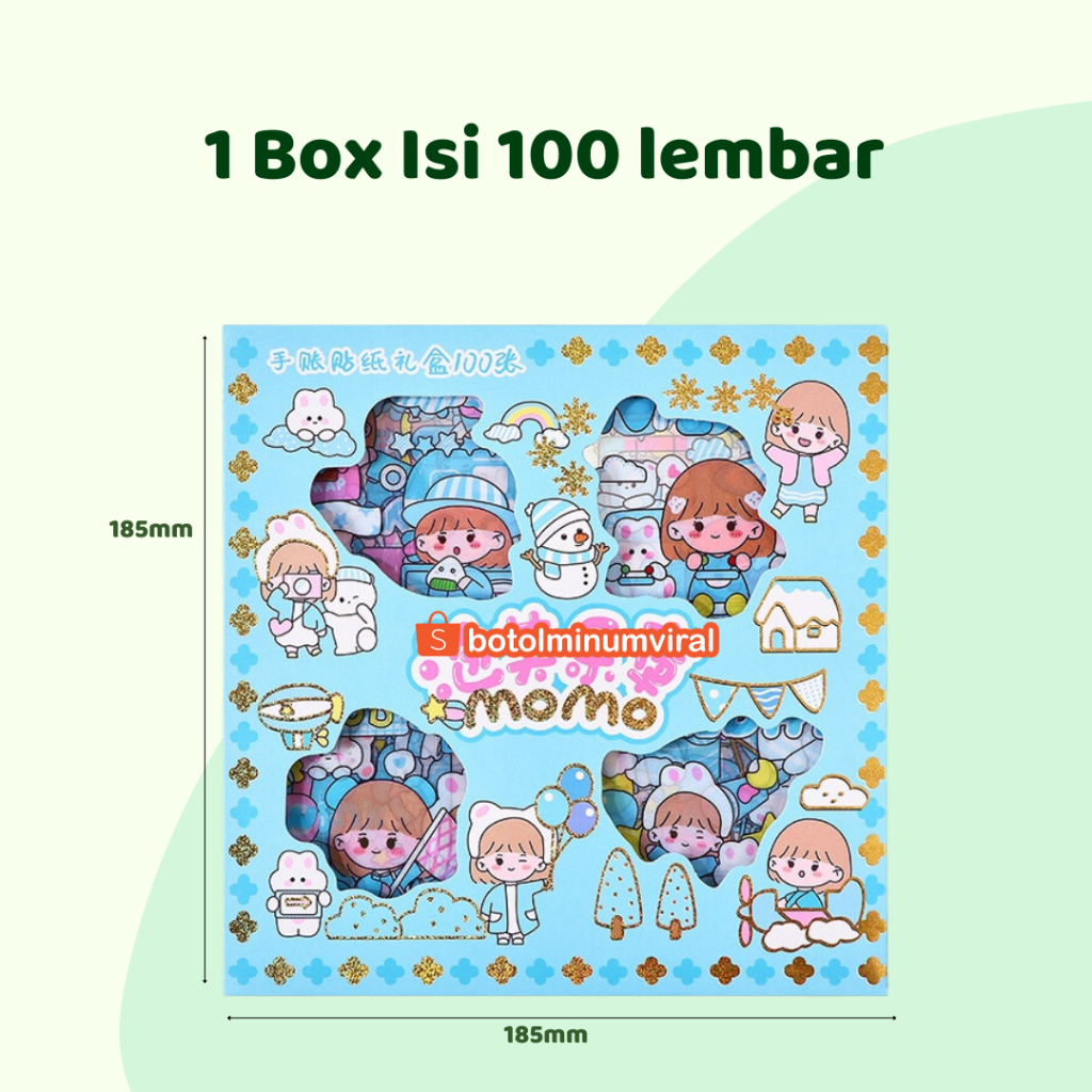 Sticker Botol Minum Viral Korea Anti Air 2D 3D Momo Aesthetic 100 Lembar Box