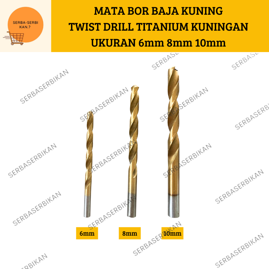 MATA BOR KUNING BESI BAJA 5mm 6mm 8mm 10mm