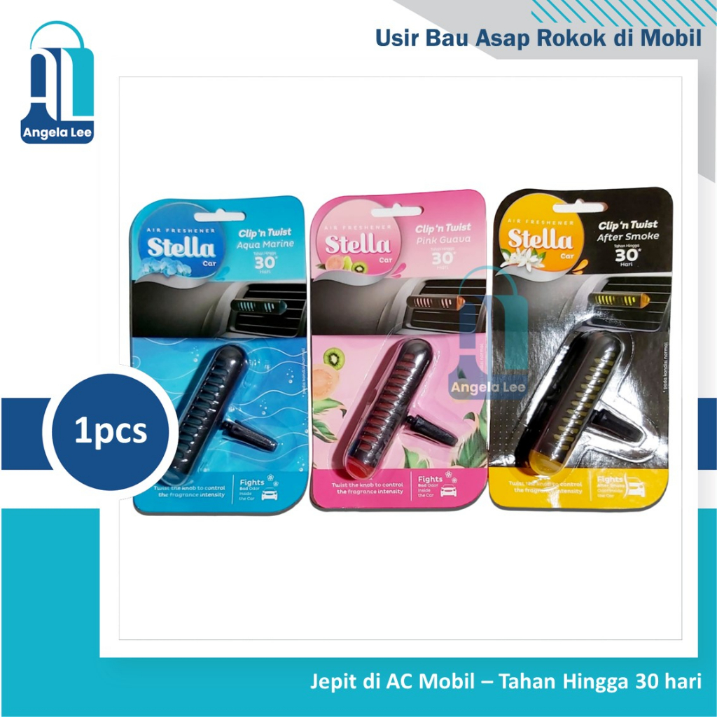Stella Car Clip n Twist parfum mobil usir bau asap rokok bau tak sedap tahan hingga 30 hari