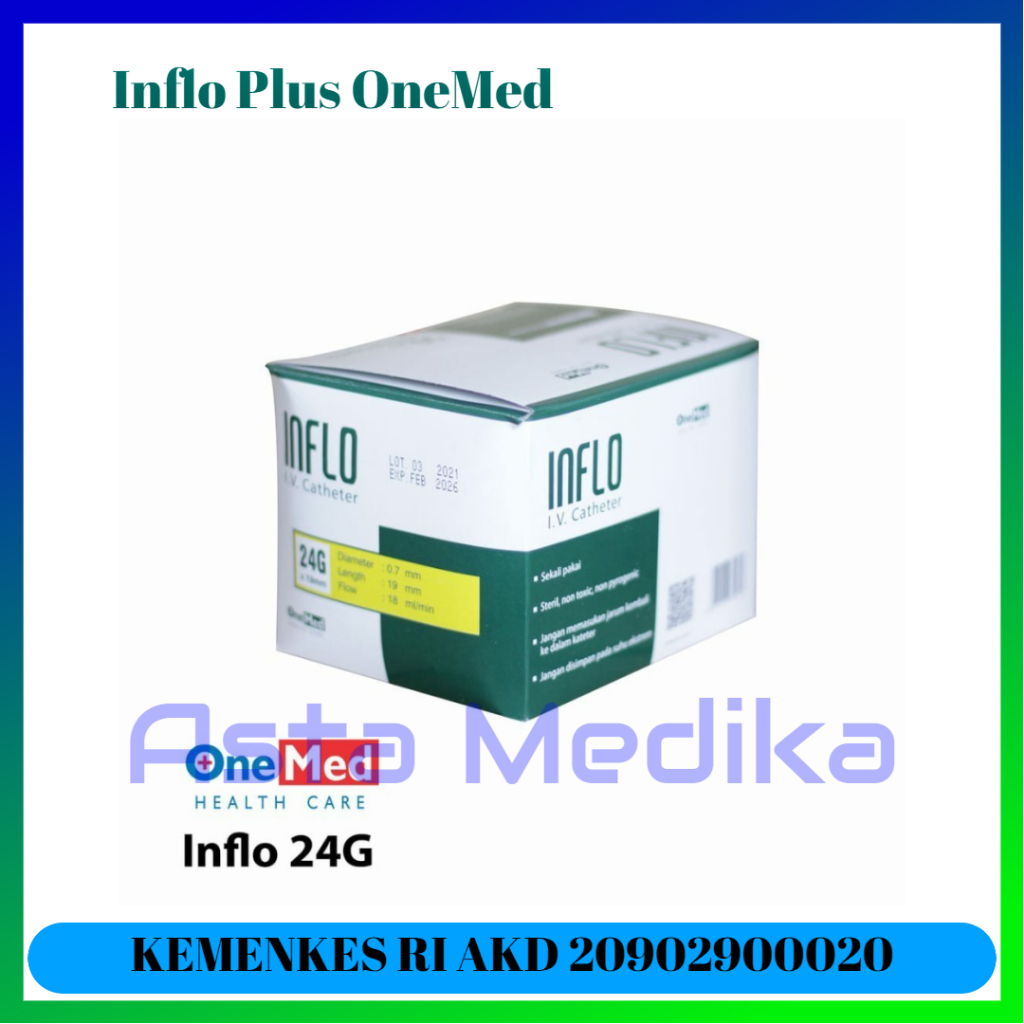 Inflo Plus I.V. Cathether 18G, 20G, 22G, 24G OneMed - Jarum Inflo Plus Onemed Abbocath 18G, 20G, 22G, 24G - Eceran