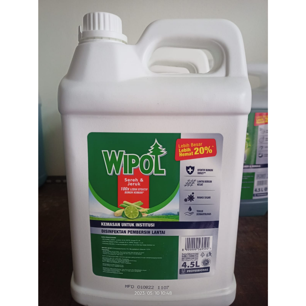 Wipol Professional Pembersih Lantai Sereh Jeruk 4.5 L Galon / Jerigen