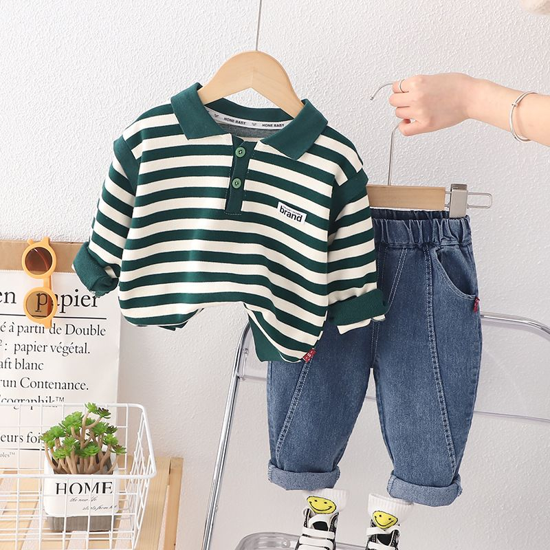 Setelan baju anak MOTIF SALUR HITAM PUTIH GREEN usia 6 bulan - 5 tahun ala korea import