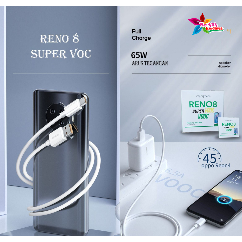 Kabel cable data original 100% OPPO RENO 8 SUPER VOOC pengisian  super cepat FOR oppo RENO 8 8Z RENO 8T RENO 7 7pro 6 5 5pro 4 4f 3 3pro 2 2f a17 a17k a57 2022 a78 a96 a5 2020 a9 2020 BB8292