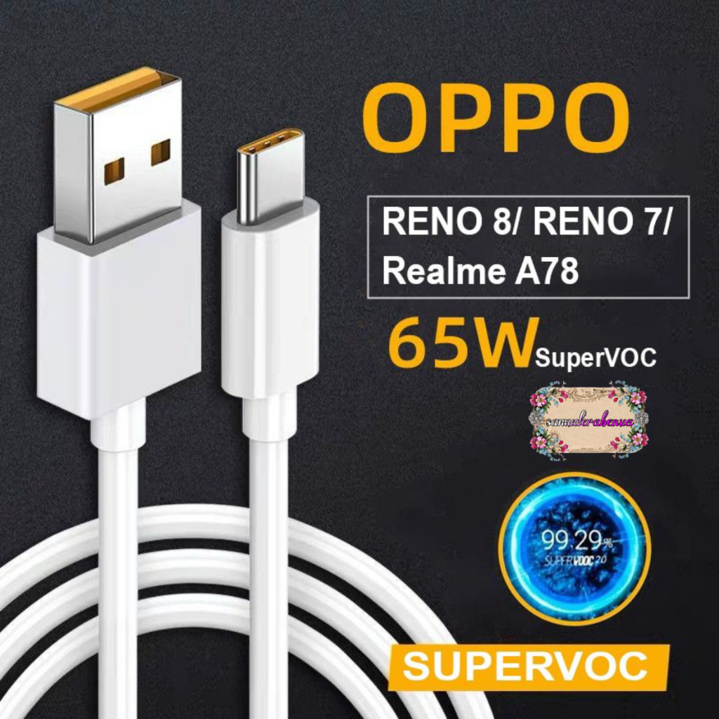 Kabel cable data original 100% OPPO RENO 8 SUPER VOOC pengisian  super cepat FOR oppo RENO 8 8Z RENO 8T RENO 7 7pro 6 5 5pro 4 4f 3 3pro 2 2f a17 a17k a57 2022 a78 a96 a5 2020 a9 2020 SB5385