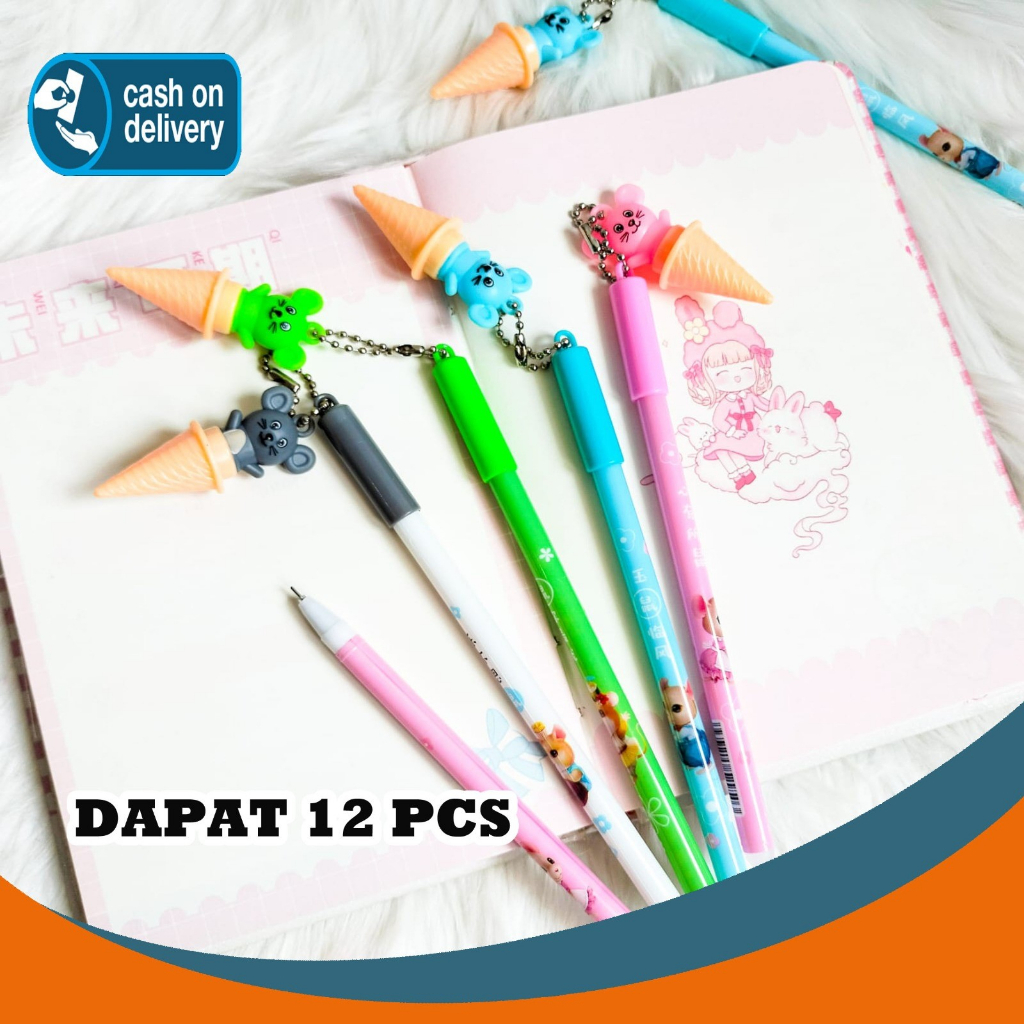 

SELUSIN PULPEN GANTUNGAN ICE CREAM HAMSTER ISI 12 PCS PEN GANTUNGAN ALAT TULIS BOLPOIN UNIK IMUT MURAH PEN GEL KARAKTER LUCU MURAH PENA