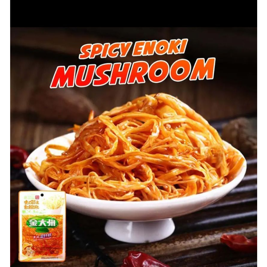 Spicy Enoki Mushroom cemilan pedas siap saji jamur pedas