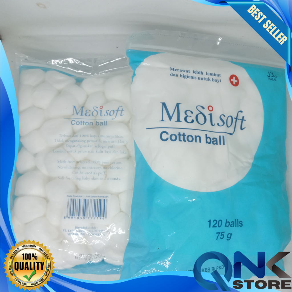 Medisoft Cotton Ball 120 Balls 75g 120g Bola Kapas Bayi