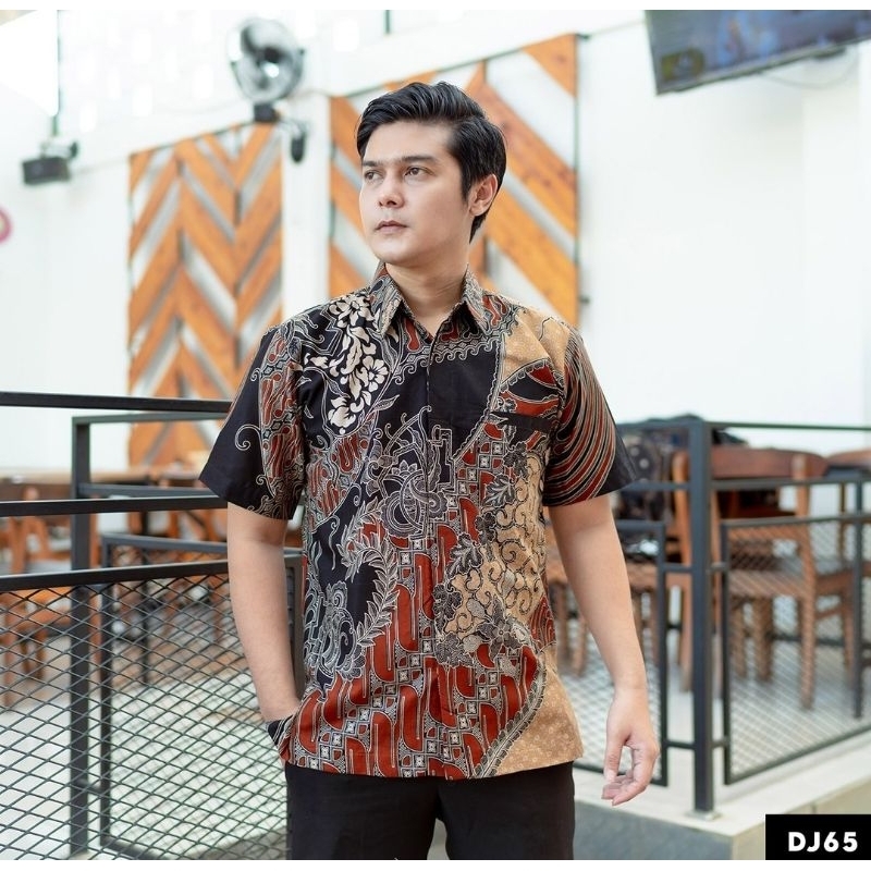 TERBARU Baju Kemeja Batik Pria Lengan Pendek MAHKOTA Saku Depan Katun M L XL XXL