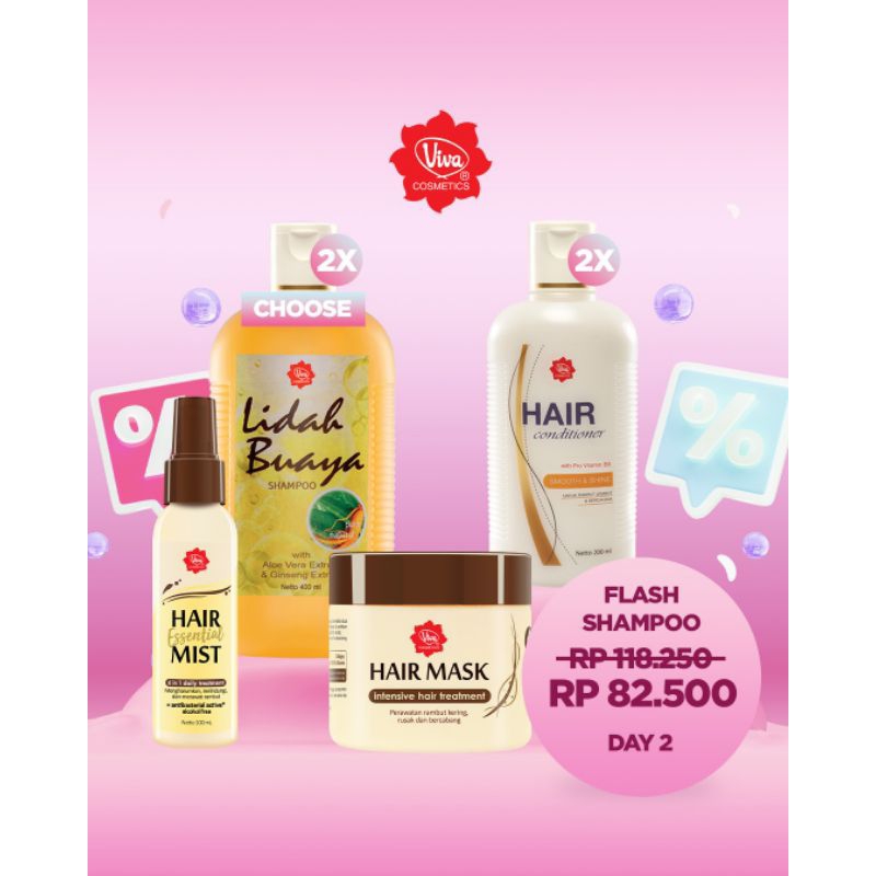 Paket 2 Viva Shampoo 2 Viva Hair Conditioner 200 mL 1 Viva Hair Mask 1 Viva Hair Essential Mist