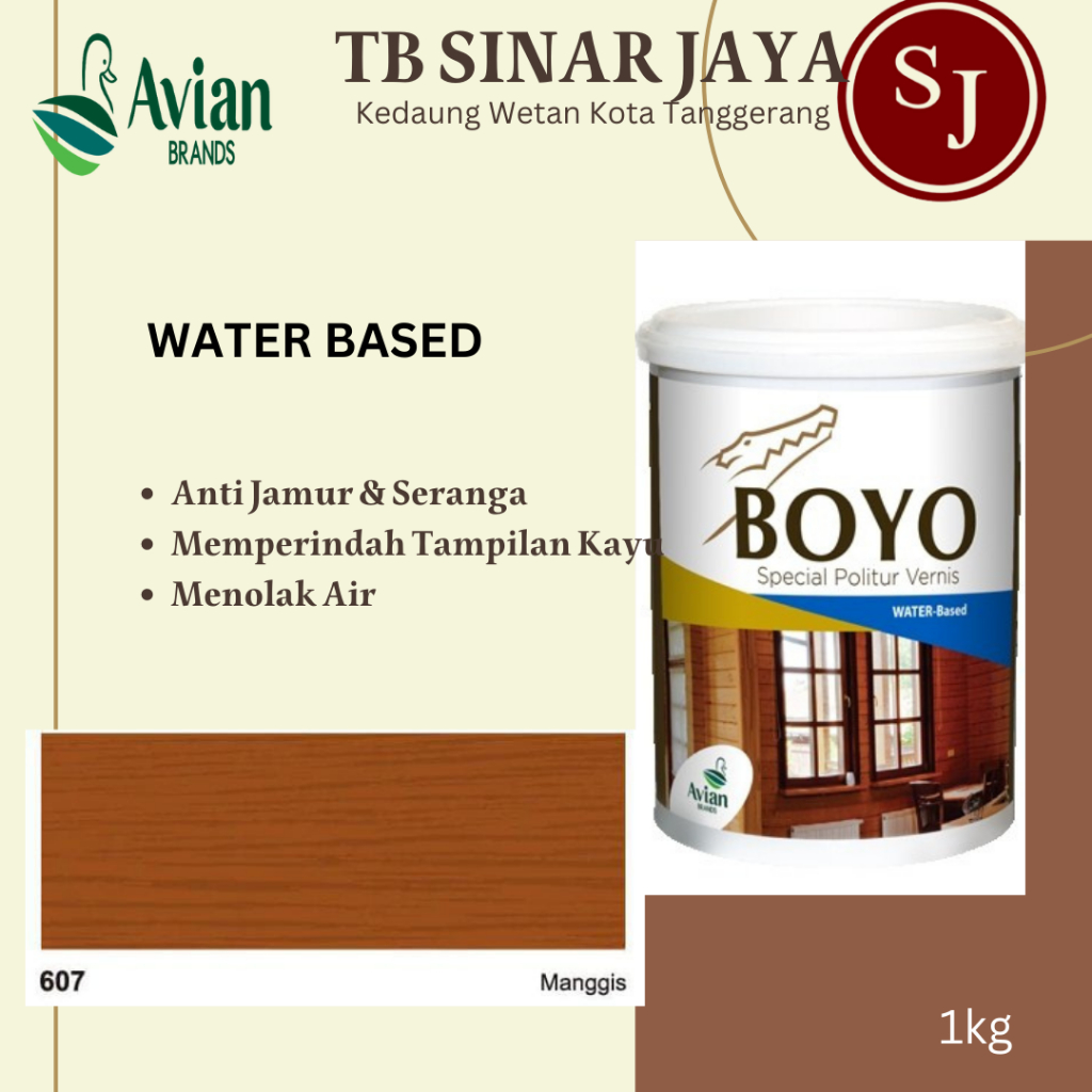 Cat Boyo Politur Cat Kayu BOYO WATER BASED 1KG - 607 MANGGIS