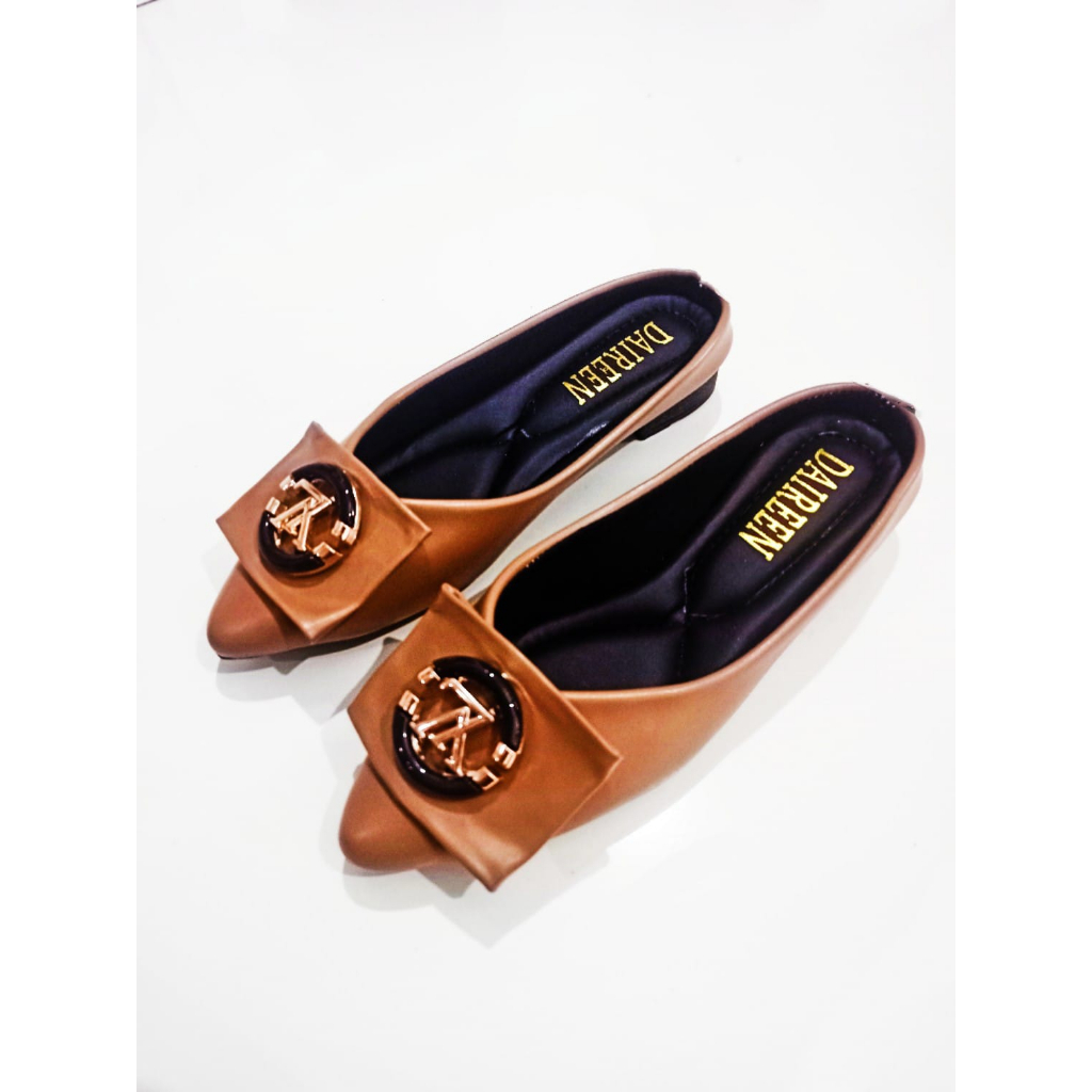 DINDA - sepatu wanita slip on flatshoes lavina warna hitam abu dan moka  ukuran 37-43