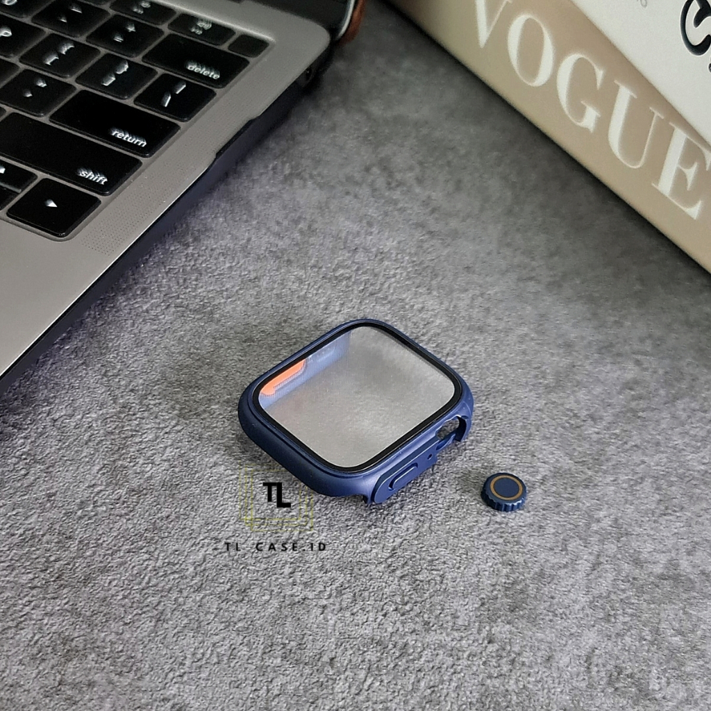 UPGRADE TO ULTRA COVER GLASS CASE APPLE WATCH - SERIES 4 5 6 7 8 SE | SIZE 40mm 41mm 44mm 45mm | tempered glass pelindung layar case iwatch