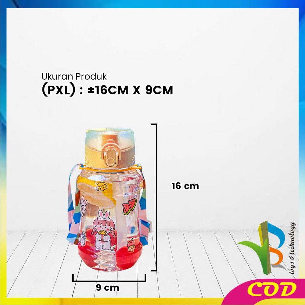 RB-C830 Botol Air Minum 600ML FREE Tali Botol Minum Flip Top Anak BPA FREE / Botol Minum Anak Sedotan Anti Pecah Anti Tumpah