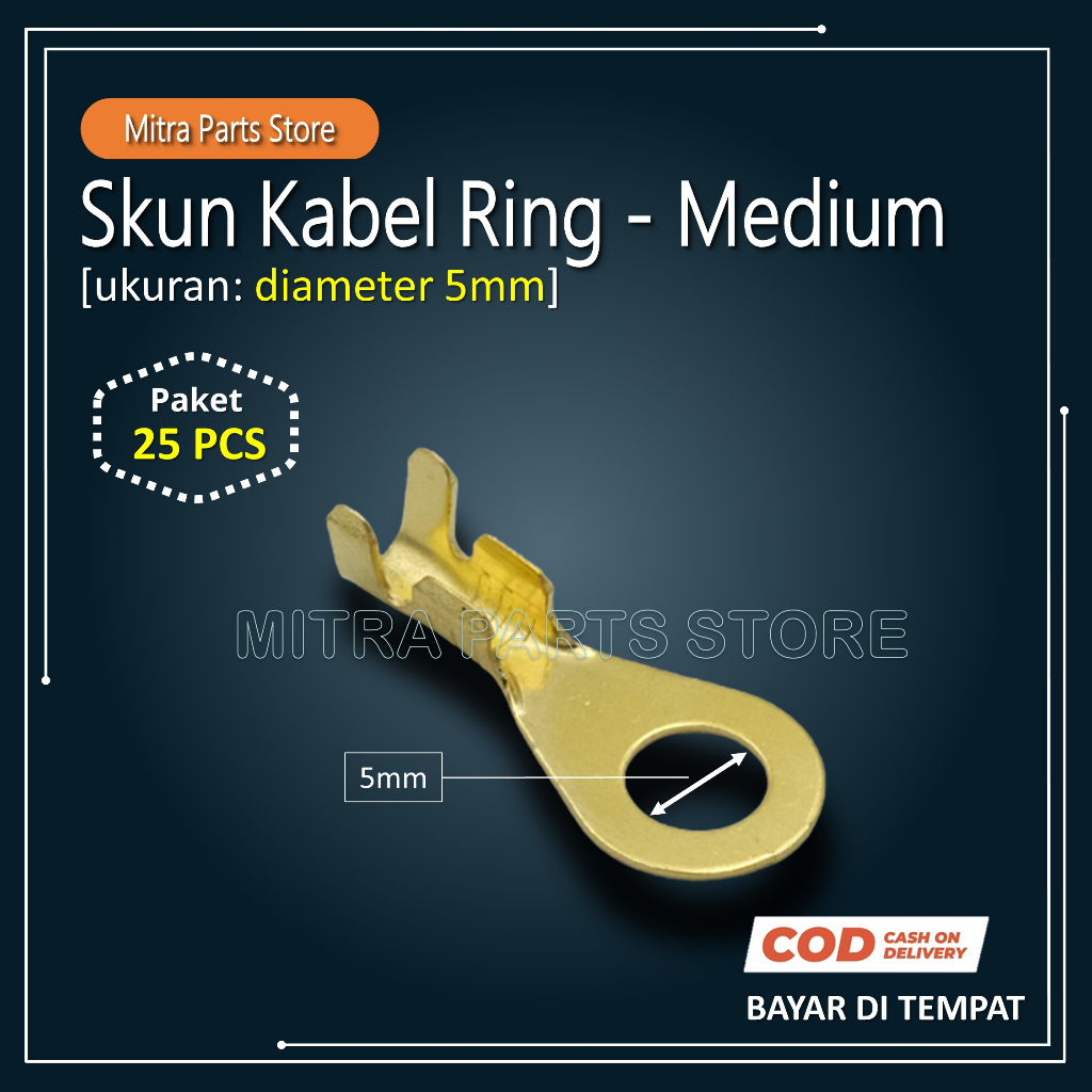 Skun Konektor Kabel Motor RING MEDIUM 5mm - 25 PCS