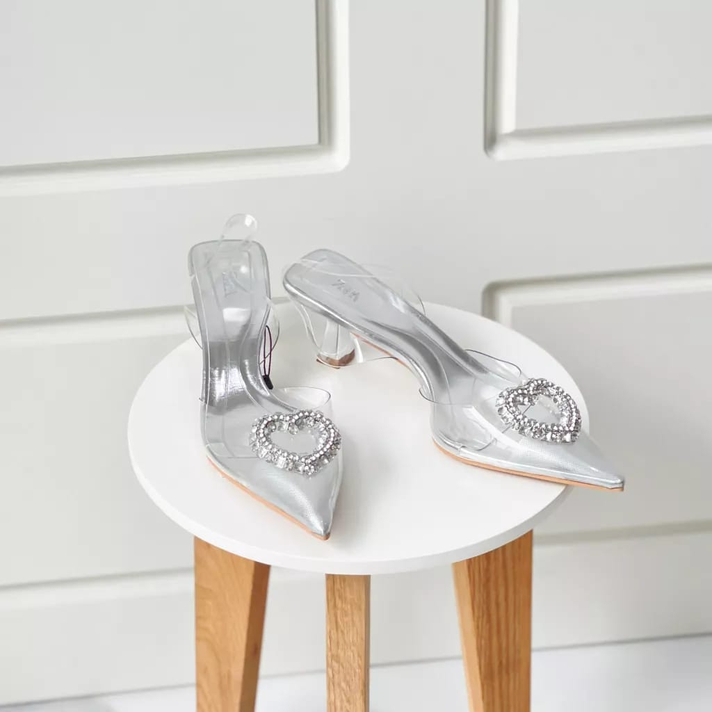 SEPATU WANITA ZS-3972 SILVER HEELS 6CM