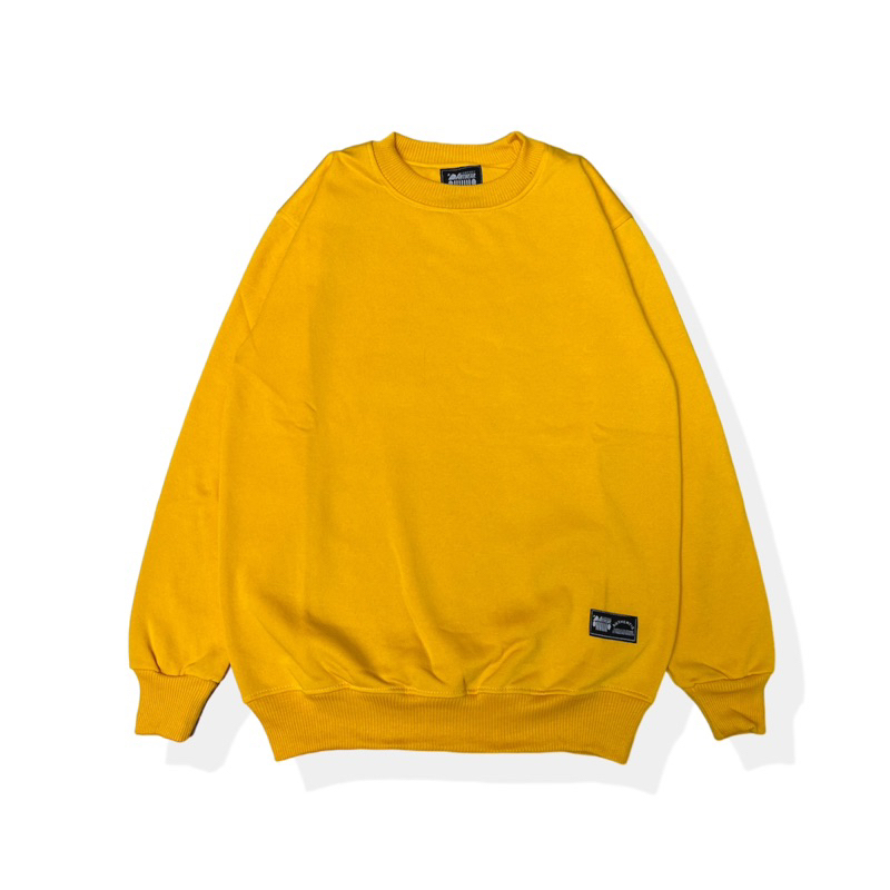 Sweater Crewneck Polos Kuning Kenari Sweater Polos Pria Wanita