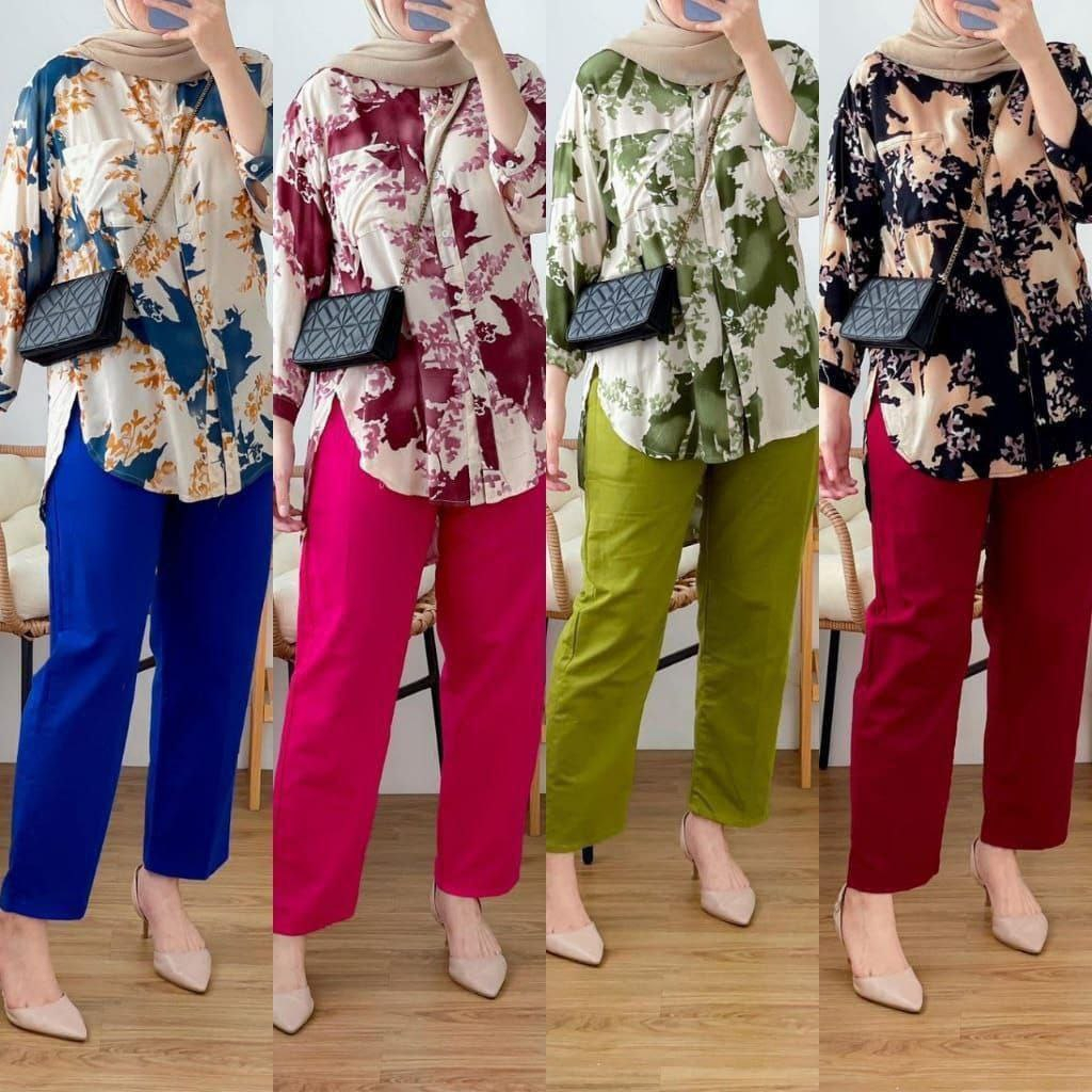 SETELAN WANITA RAYON ONESET KAMELIIA DAUN ONESET RAYON CRINCLE