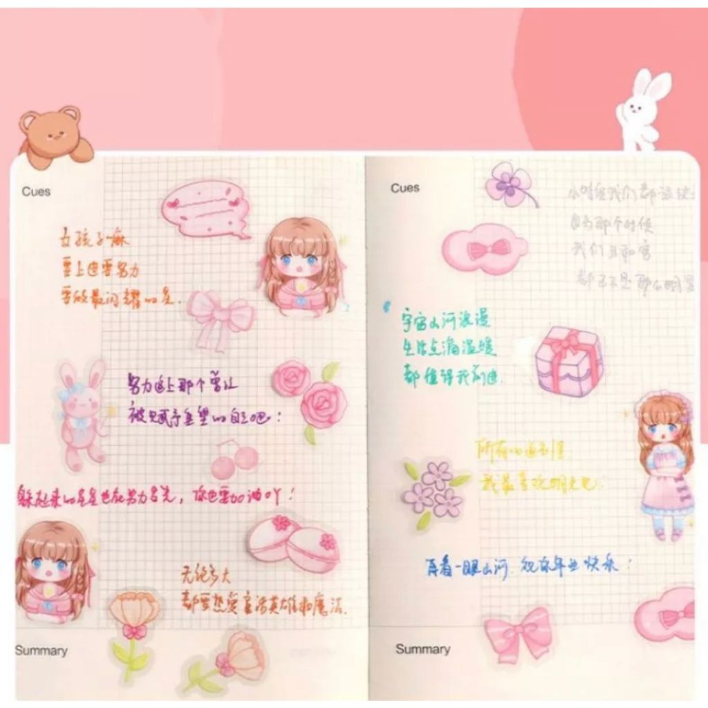 ST ISI 45PCS STIKER MOTIF KARTUN LUCU GIRL STICKER AESTHETIC ATK || STIKER DIY WATERPROOF - BD