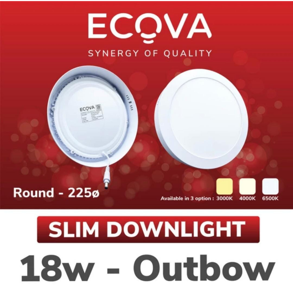 Downlight Led Panel Outbow 18W Natural White 4000K Ecova