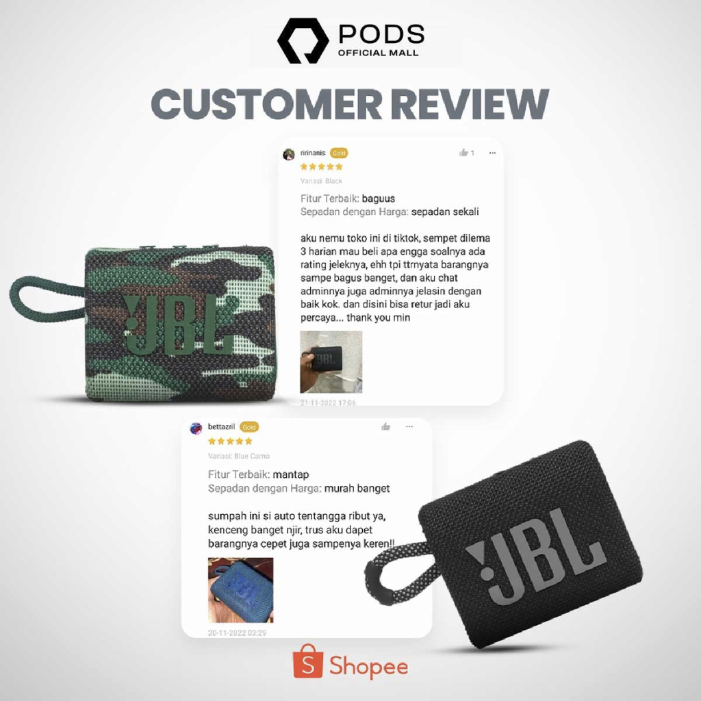 [NEW RELEASE] JBL GO 3 Wireless Portable Bluetooth Speaker IP67 Waterproof and Dustproof by Pods indonesiaa