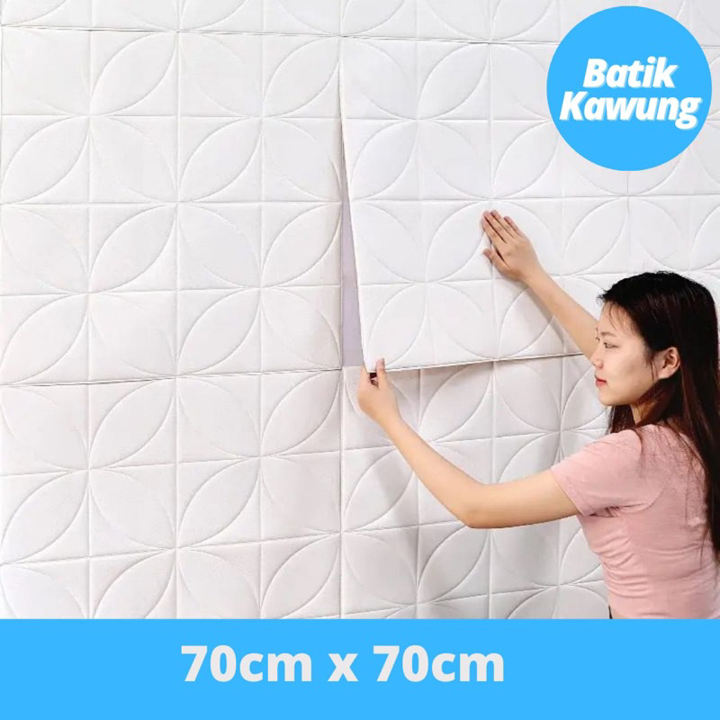 Wallpaper dinding 3D foam motif bunga kawung