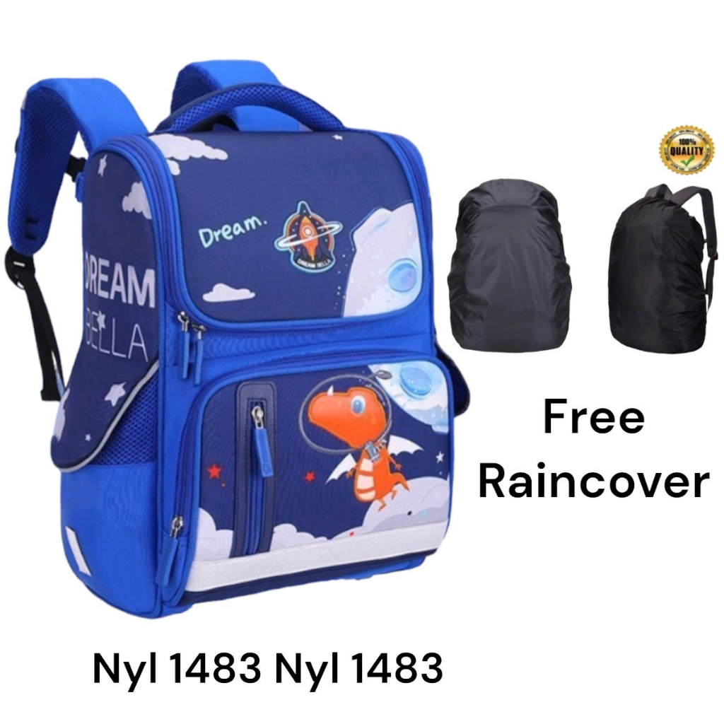 Tas Sekolah Anak-anak Dinosaurus Tahan Air Untuk Anak Laki-laki Perempuan Free Raincover Bisa Bayar Ditempat ( COD )