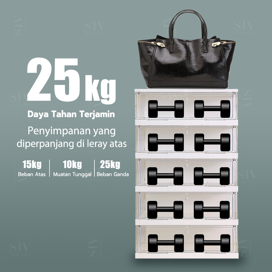 Rak Sepatu Lipat Lemari Sepatu Lipat Kotak Sepatu Lipat Kotak Sepatu Transparan Plastik 7 Lantai Tidak Diperlukan Instalasi