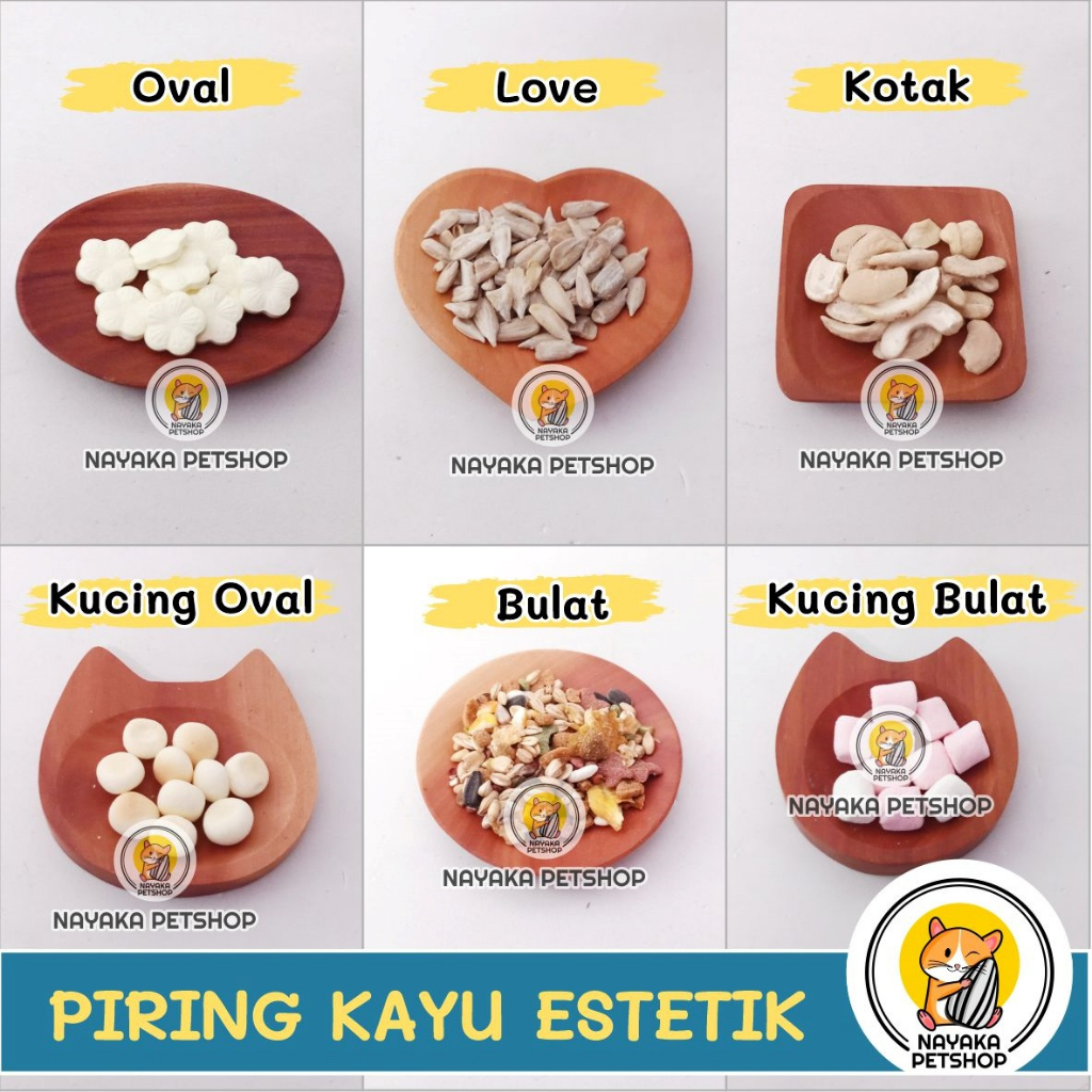 Piring Kayu Estetik Tempat Makan Hamster Wadah Pakan Hewan Piring Makanan Snack Camilan Cemilan Sugar Glider Tupai Bajing Landak Mini