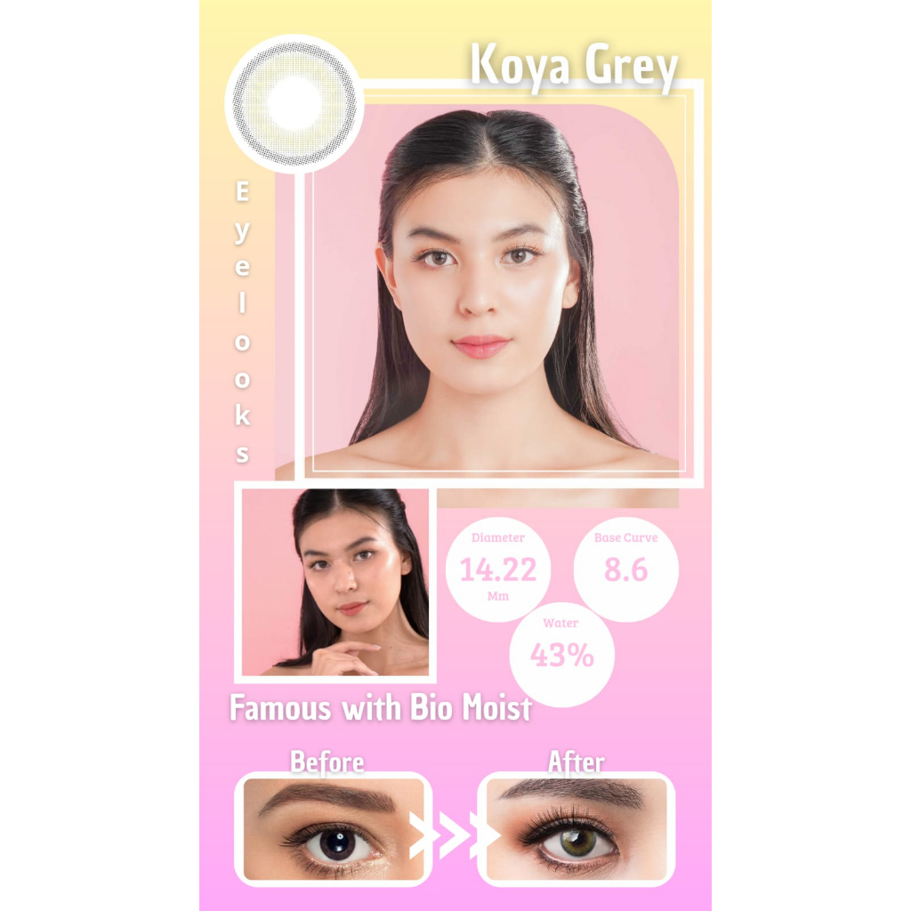 Famous With Biomoist Koya Grey Bulanan Softlens Warna