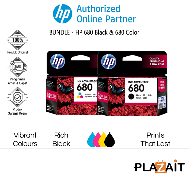 HP Bundle Ink Cartridge - 680 Black & 680 TriColor Original