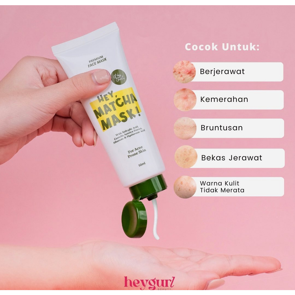 HEY DELIMA MASK HEY MATCHA MASK HEYGURL CLAY MASK MASKER HEYGURL BRIGHTENING ACNE HEYGURL.ID CLAY MASK