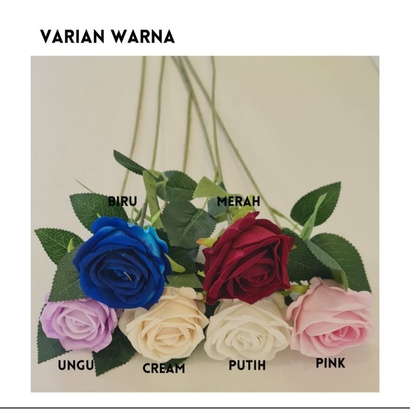 Bunga Palsu Rose d.7.5cm / tangkai / Rose / Bunga buket / bunga graduations /mawar valentine / mawar