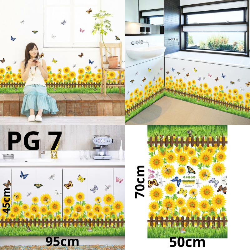 WALL STICKER STIKER SETIKER RUMPUT WALLSTIKER WALLSTICKER DINDING PAGAR LIS BORDER RUMPUT POHON BUNGA MATAHARI SUNFLOWER DEKORASI RUMAH RUANG MAKAN TAMU KAMAR WALSTIKER DEKOR DECOR TEMBOK KERAMIK KRAMIK DAPUR POT RAK SANGKAR BURUNG WALLPAPER DAUN