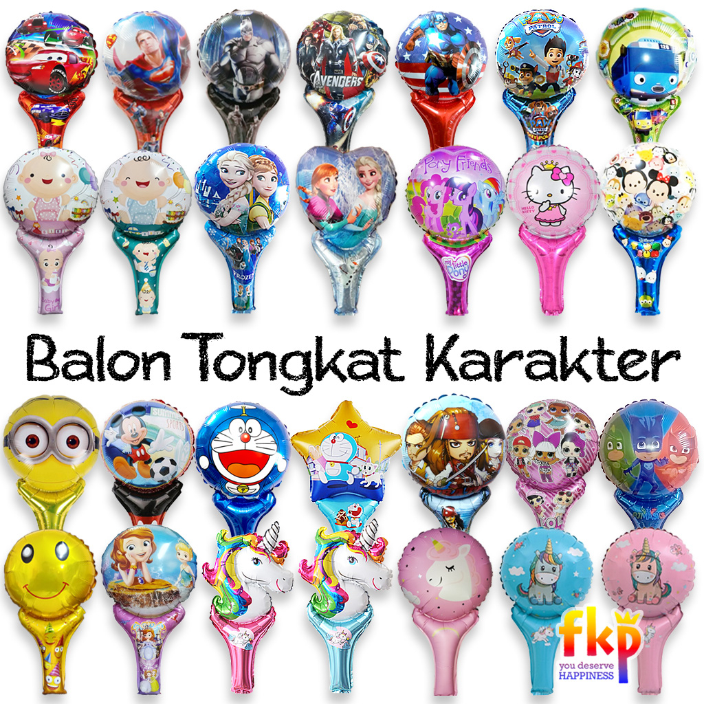 FUN KIDS PARTY Balon Foil Tongkat/ Balon Pentung/ Balon Gagang Karakter Captain america Tsum-tsum Mi