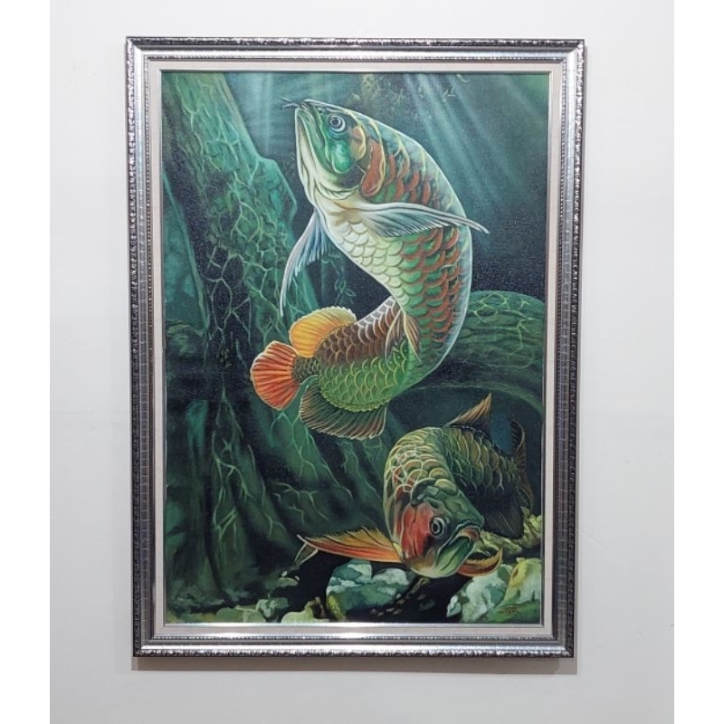 Lukisan kanvas ikan arwana 130 x 90 cm rd ed