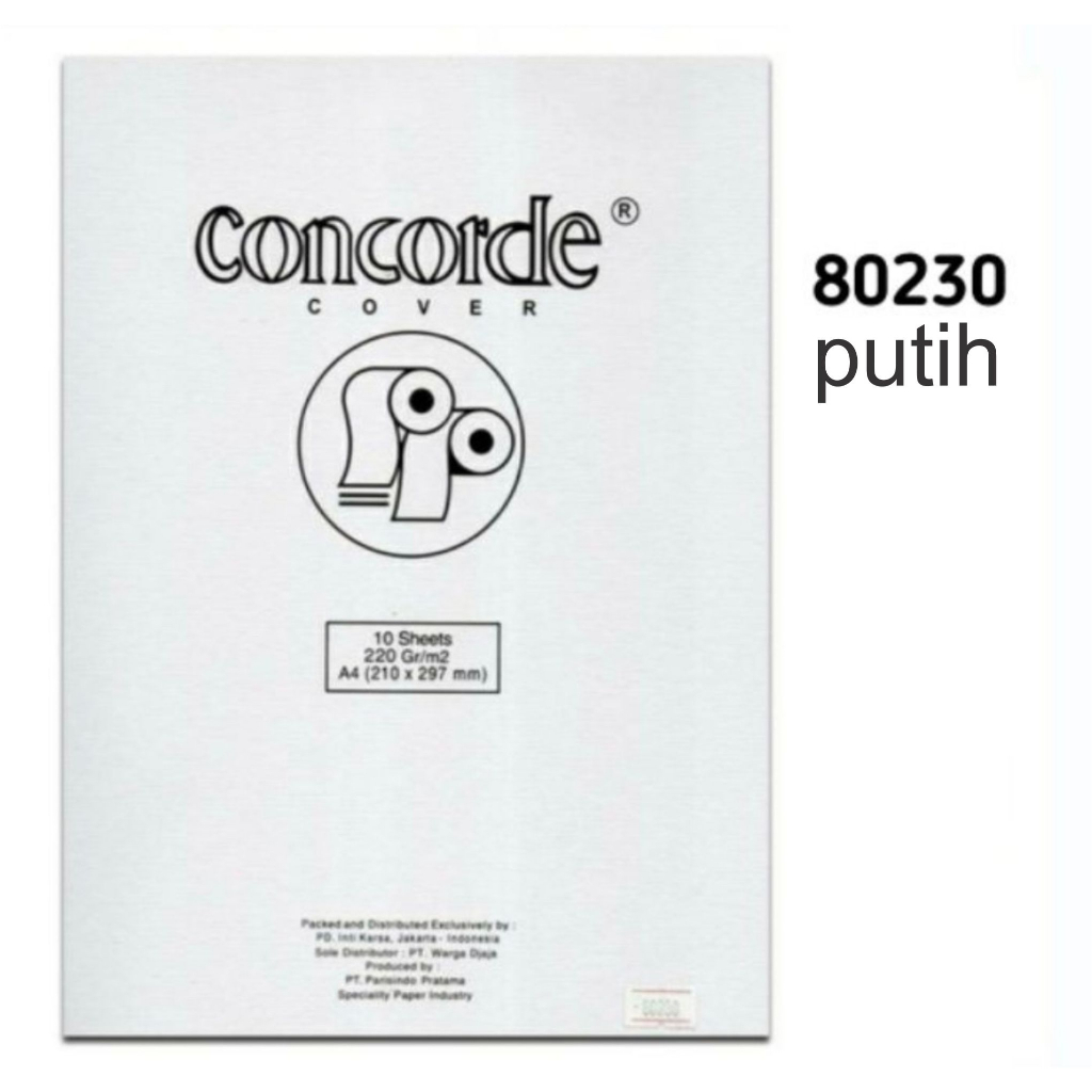 

Kertas Concorde Cover Putih A4 220Gr/m2 80230 isi 10 Lembar