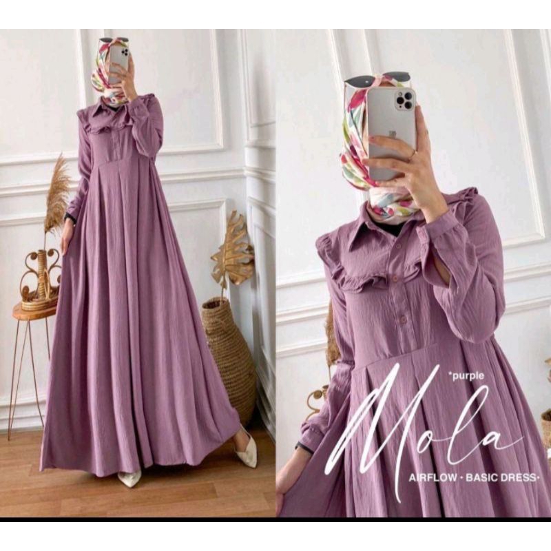 GAMIS MOLA DRES GAMIS BAHAN CRINGKLE AIR FLOW PREMIUM