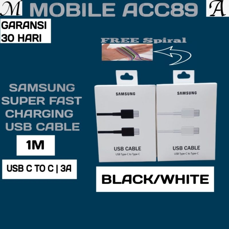 Kabel Data Samsung Note 10/Note 9/Note 10+/Note 20 Ultra/S10+/S20/S21/S22/S23/A70/A50 Dan lainnya  Original Type C To Type-C Fast Charging