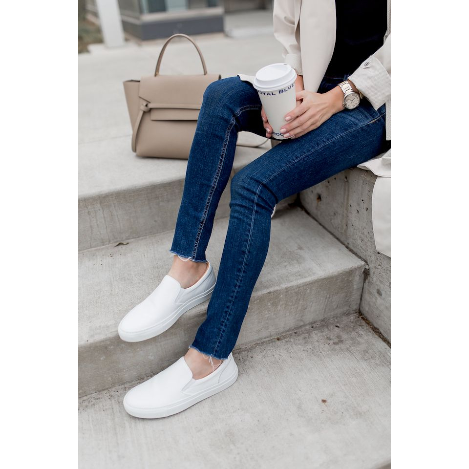 Sepatu Kasual Slip On Walkers Black White - Sepatu Slop Pria Wanita Casual Santai Sekolah