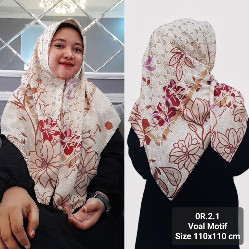 Hijab Motif Segiempat OR 2 Jilbab Kerudung Segi Empat Motif Azara Laser Cut