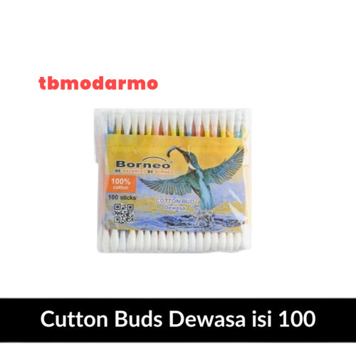 Tbmo Cotton Bud Isi 100 Warna Borneo / Pembersih Telinga