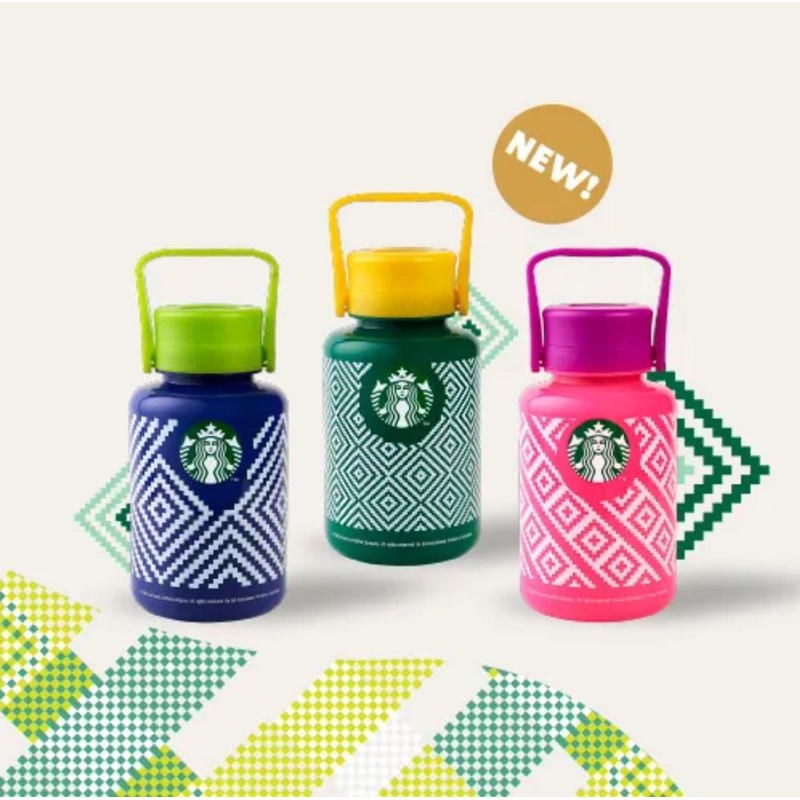 Starbucks  1L Reusable Waterbottle Colorful Weaves / Botol Air Minum Tumblr 1 liter