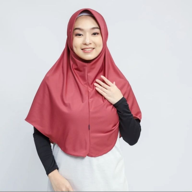 Bergo Hamidah / Bergo Jersey menutup dada / Hijab jersey ( FREE POUCH)