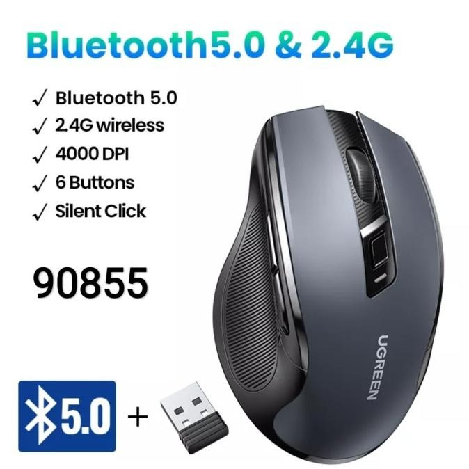 Mouse Wireless UGREEN Silent 2.4 Bluetooth 5.0 - Mouse 90545 / 90855-BT+DONGLE