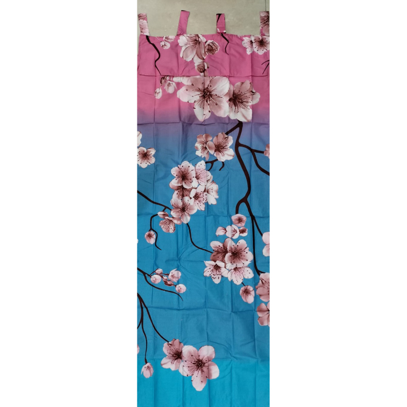 [ JENDELA ] GORDEN JENDELA TALI + PONI MOTIF BUNGA SAKURA PINK BIRU